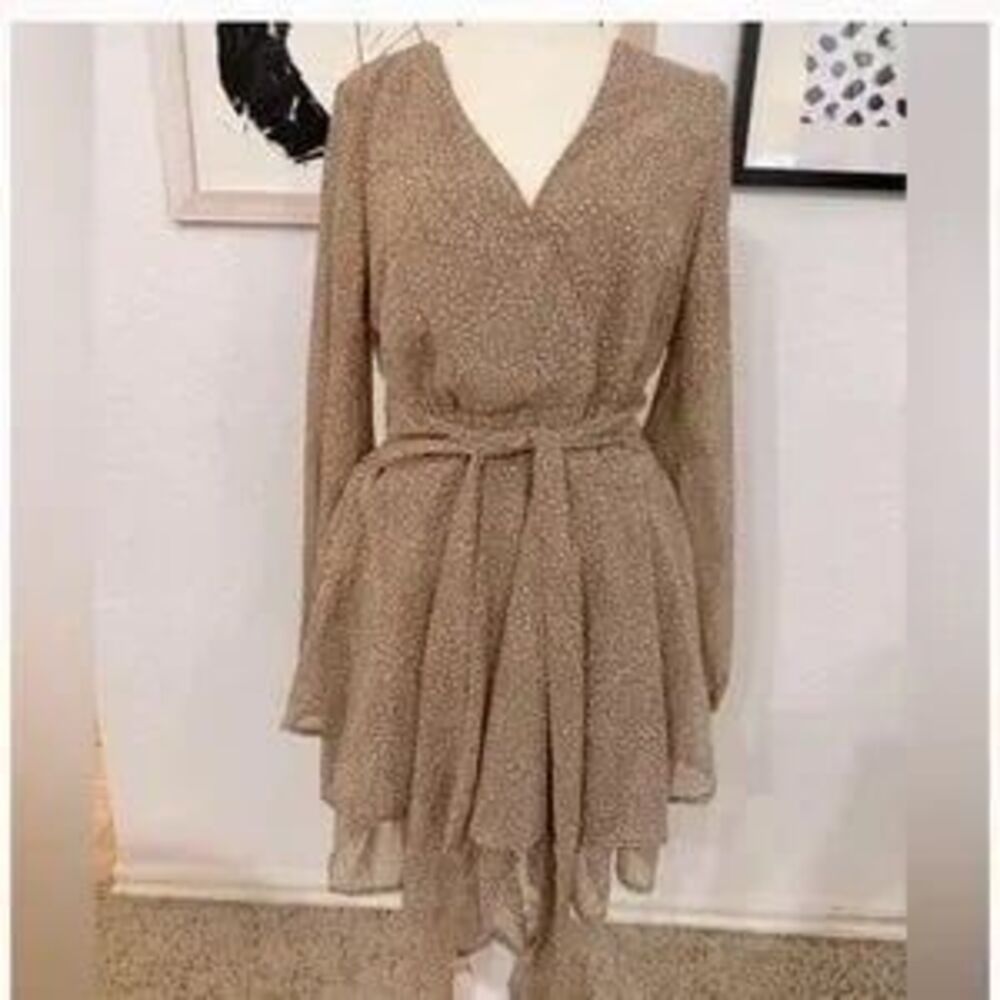 Japna Brown Animal Print Wrap Dress Size 5